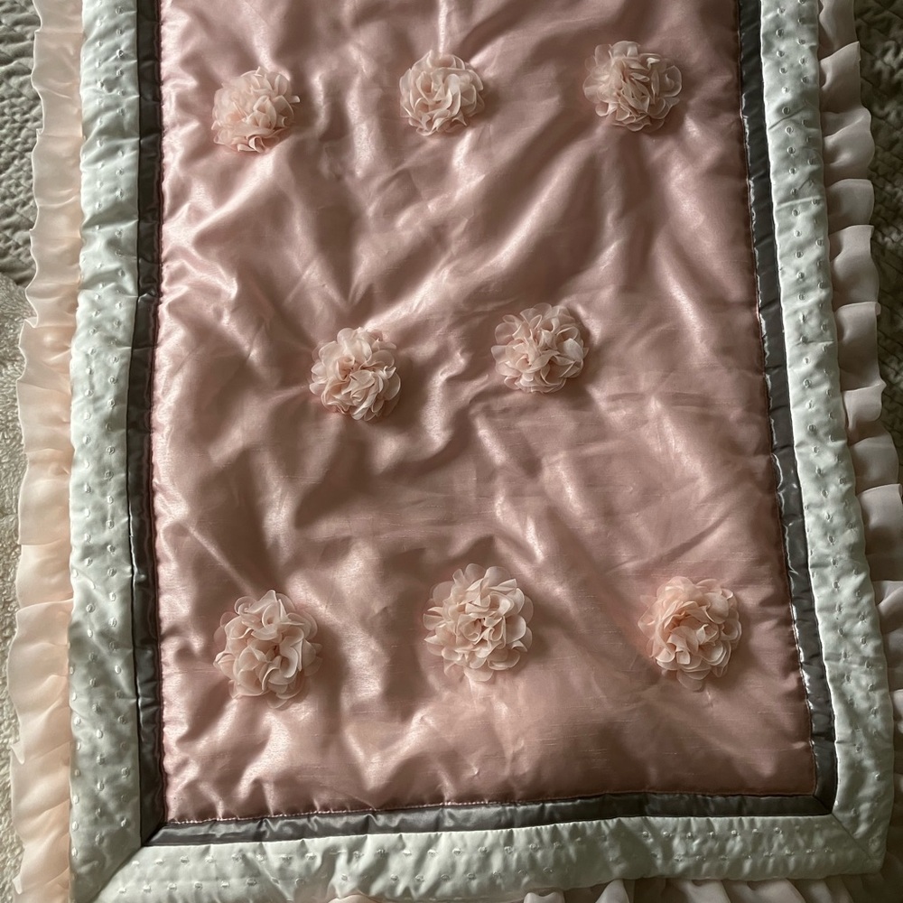 Elegant Pink Floral Crib blanket